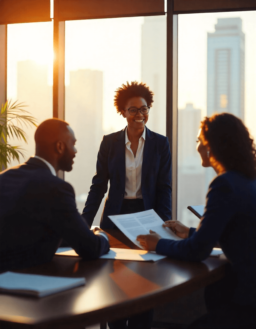 black female lawyer with two clients